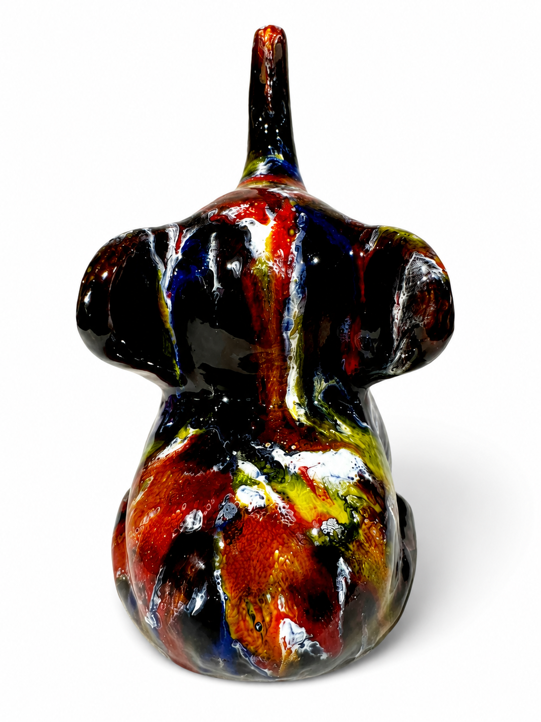 Elefantino in ceramica smaltata - base nera