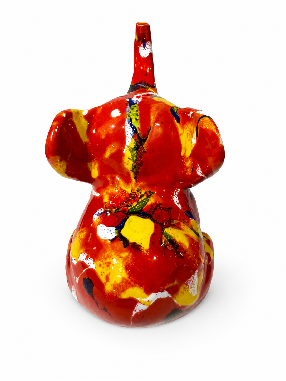 Elefantino in ceramica smaltata - base rossa