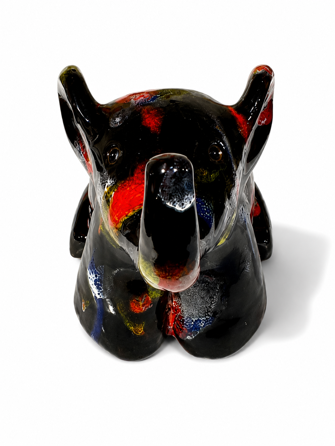 Elefantino di ceramica smaltata - base nera