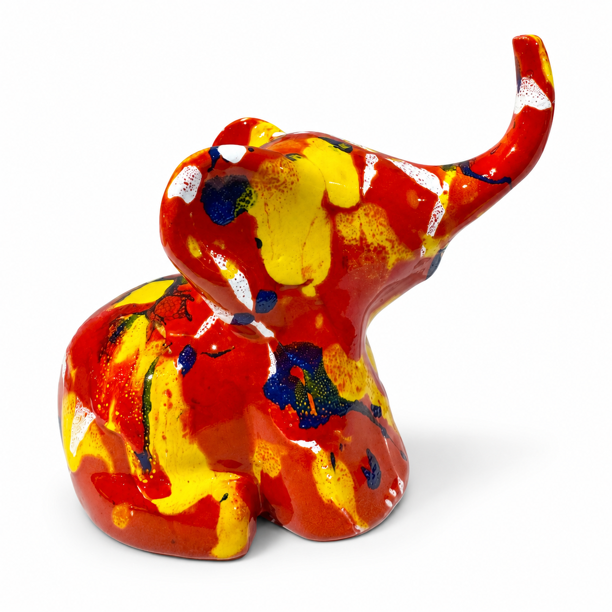 Elefantino in ceramica smaltata - base rossa
