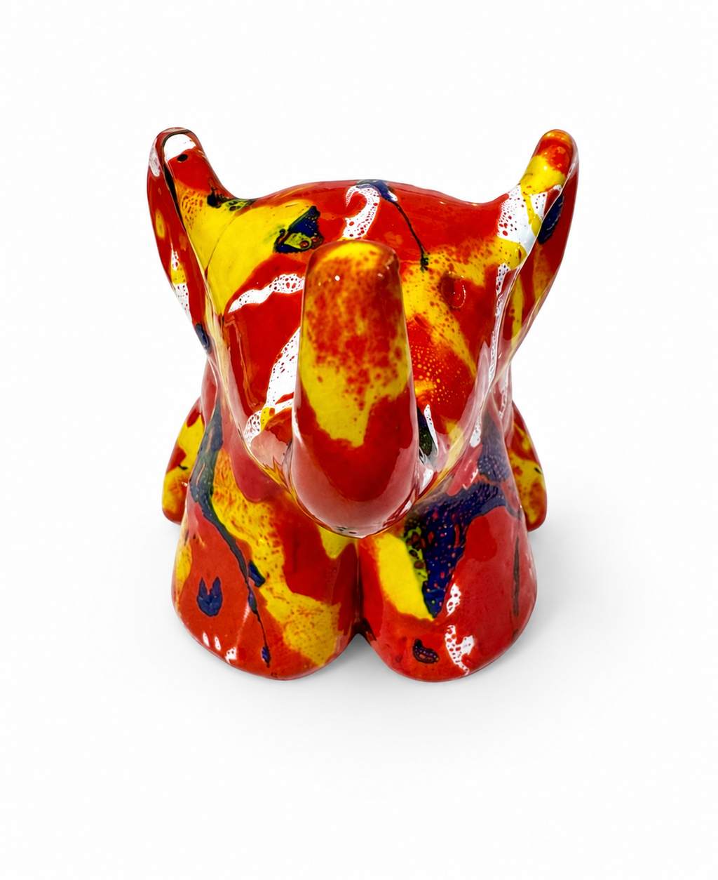 Elefantino in ceramica smaltata - base rossa