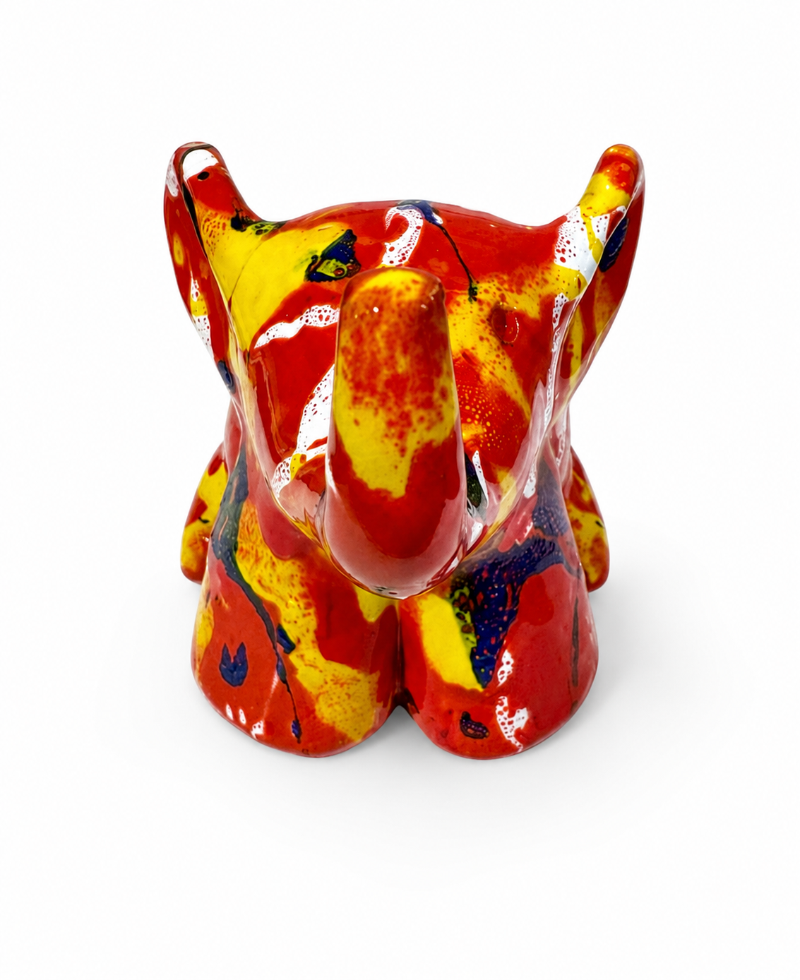 Elefantino in ceramica smaltata - base rossa