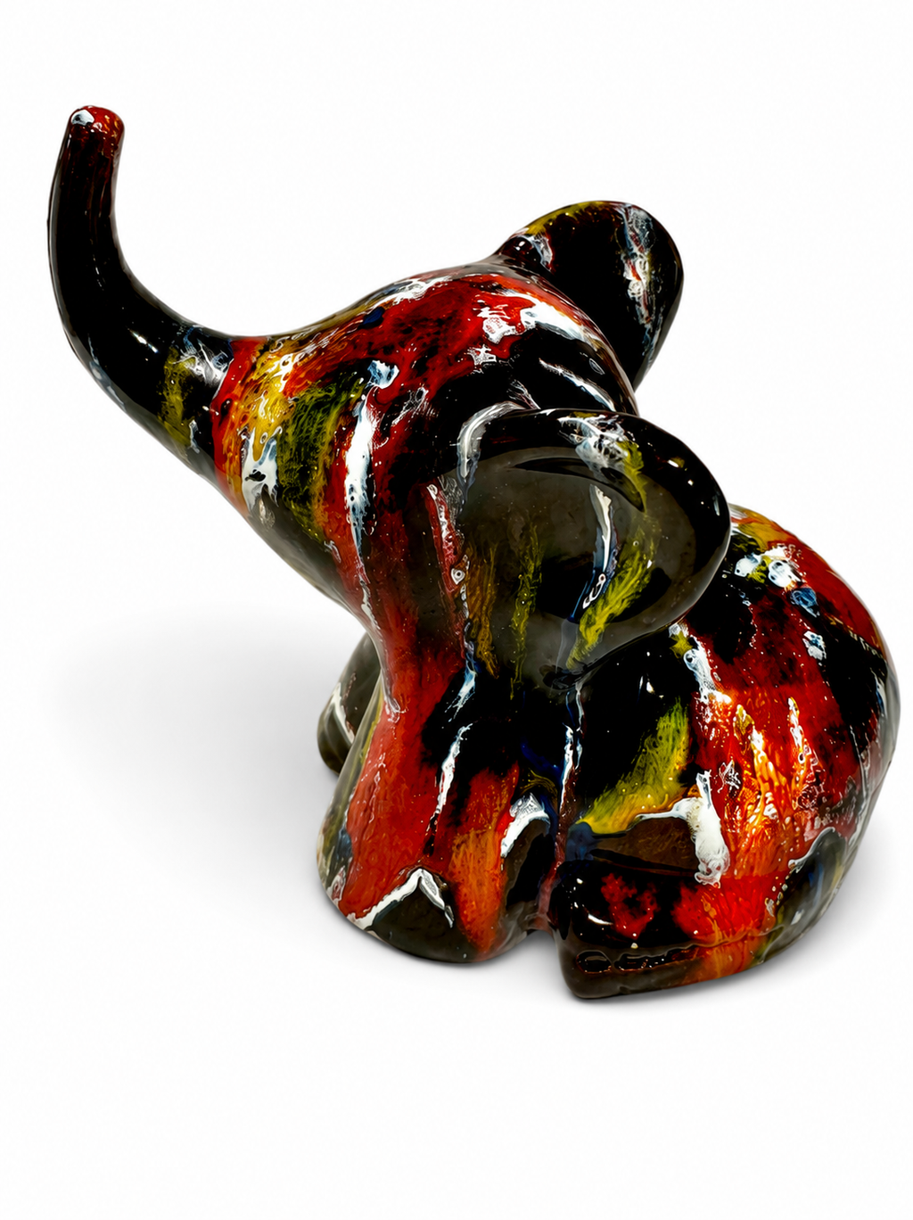 Elefantino in ceramica smaltata - base nera