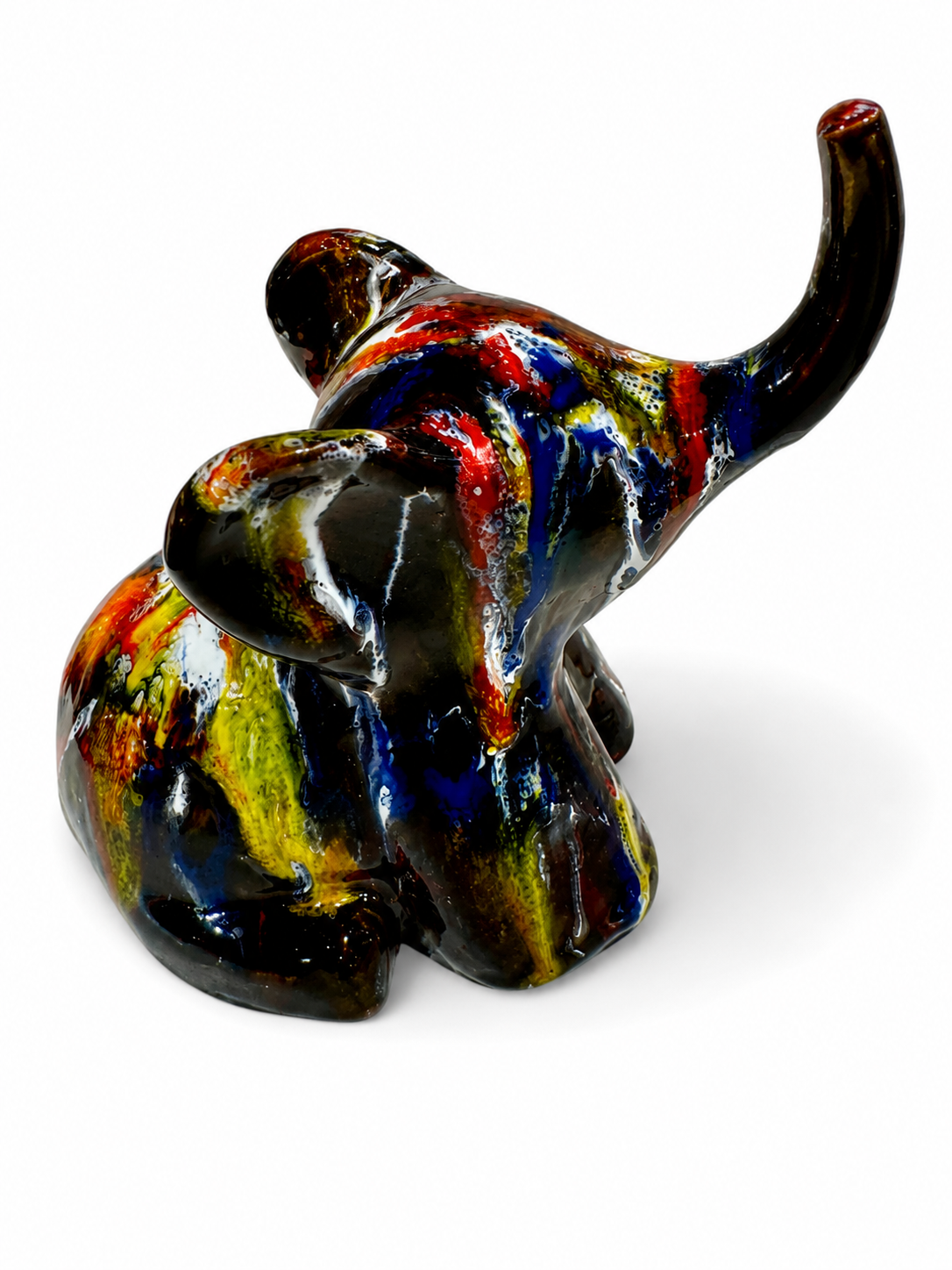 Elefantino in ceramica smaltata - base nera