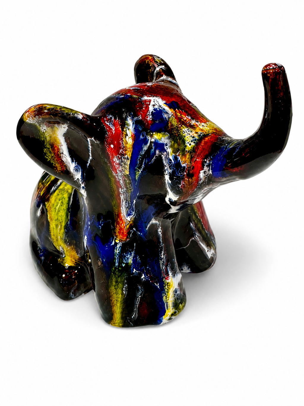 Elefantino in ceramica smaltata - base nera