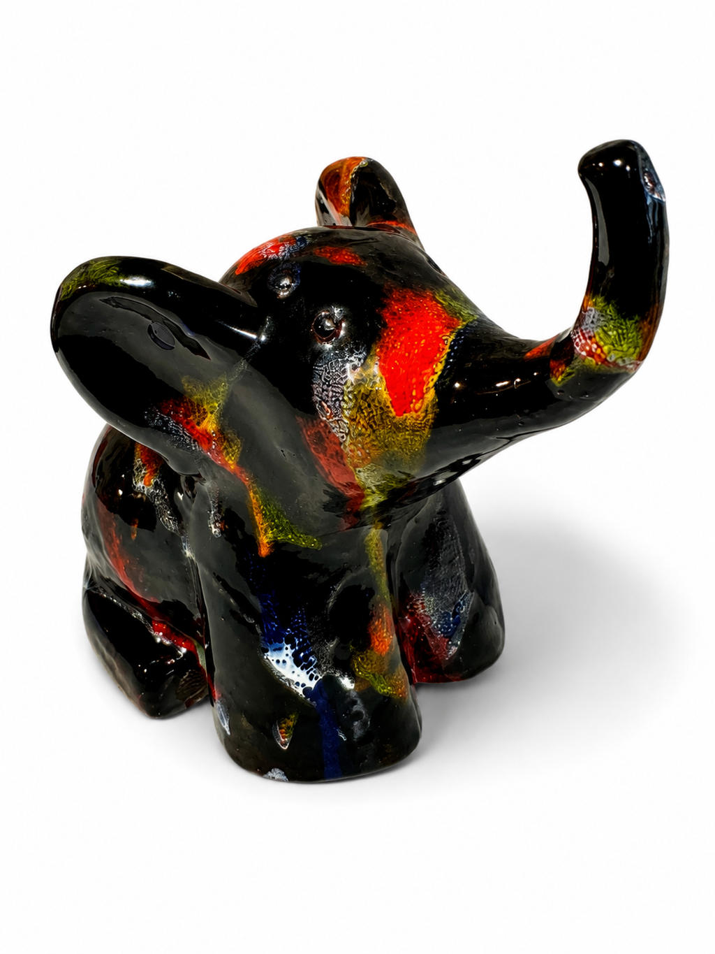 Elefantino di ceramica smaltata - base nera