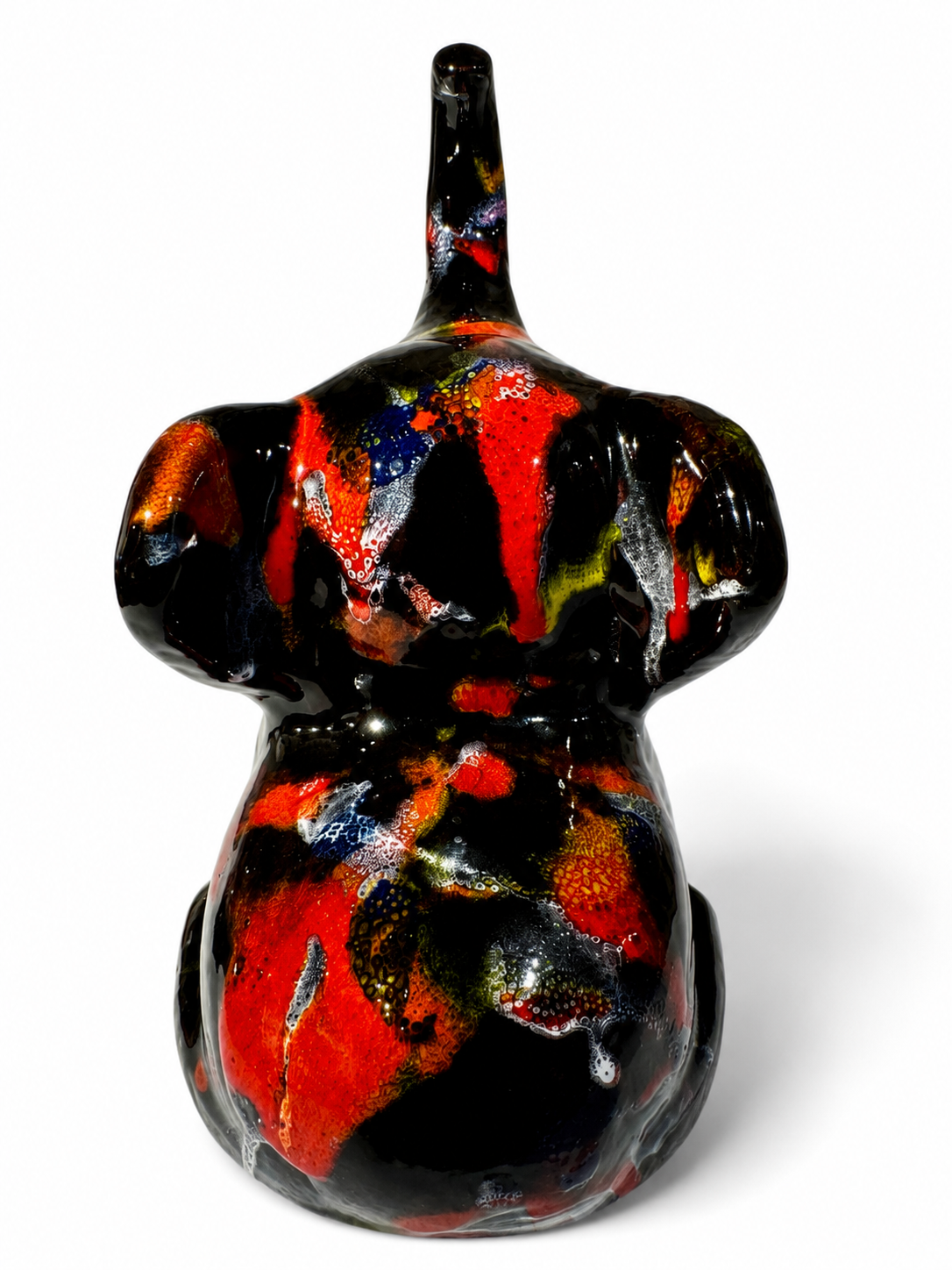 Elefantino di ceramica smaltata - base nera