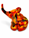 Elefantino in ceramica smaltata - base rossa e arancione